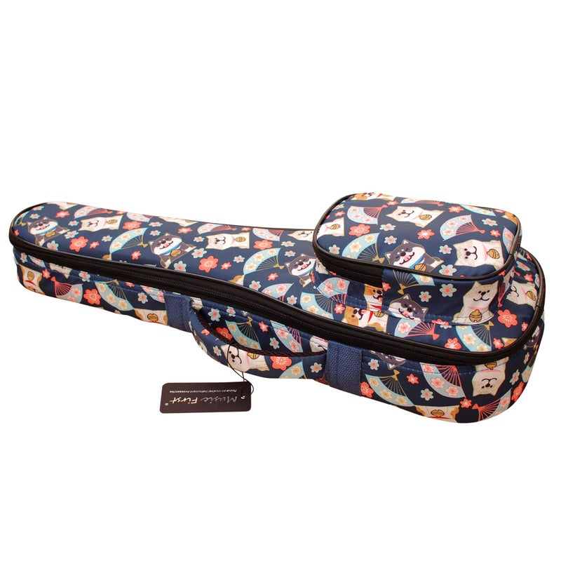 MUSIC FIRST Cute Cartoon Shiba Inu and Sakura Dog ukulele case ukulele bag ukulele cover, Original Design (Fit for 21 inch Soprano Ukulele, Blue) - Image 3